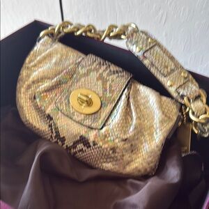 Gold Snakeskin Chain Shoulder Bag